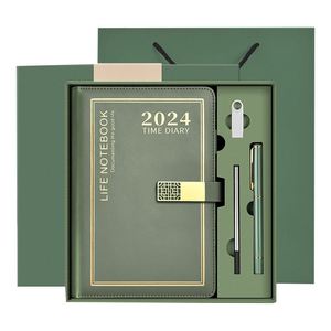 Ensemble cadeau d'affaires promotionnel vintage avec bloc-notes, stylo, clé USB, souvenir d'événement du Nouvel An, articles cadeaux - Product Image 1