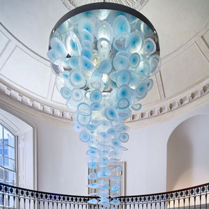 โคมไฟระย้ารูปใบบัวในอาคารปรับแต่งได้หรูหราหรูหราเพดานโรงแรมล็อบบี้ไฟห้อยลำต้นยาว - Product Image 2