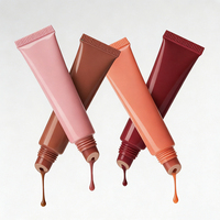 Emballage cosmétique vide 10 ml pour baume à lèvres, gloss, crème pour les yeux, lotion, avec logo personnalisé, impression sérigraphique, tube souple en plastique rose.