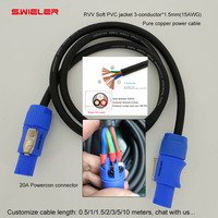 Bühnenbeleuchtungskabel Großbildschirm-LED-Display-Stromkabel 3-poliger Lautsprecher-Blau-Stecker Powercon-Kabel Stecker-zu-Stecker Verlängerungskabel