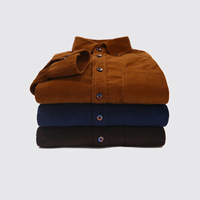 Kemeja Pria Korduroi Lengan Panjang Kerah Kancing Kasual Regular Fit Vintage Hangat Musim Gugur Musim Dingin Kemeja Custom OEM ODM Logo