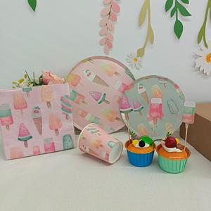 DAMAI - Juego de Vajilla Desechable de Papel para Fiestas Infantiles, Platos, Vasos, Servilletas, con Artículos para Fiestas de Helados - Product Image 1