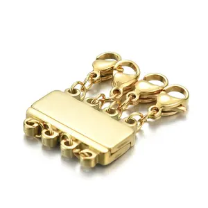 Yiwu Aceon gioielli in acciaio inossidabile Logo personalizzato vuoto fai da te connettore a catena multistrato 4 file chiusura a moschettone chiusura magnetica