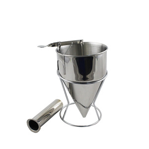 En stock: Dispensador de masa en forma de cono para bolas de pulpo de acero inoxidable con soporte metálico, herramienta para hornear y repostería, separador - Product Image 3