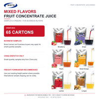 Jus Concentré Purée Qualité Export 1kg x 12 Sachets Carton 10 Saveurs pour Marques Internationales de Bubble Tea