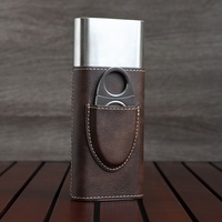 Cadeau d'anniversaire personnalisé : Étui à cigares en similicuir, boîtes à cigares vides pour 3 cigares, vente en gros, humidor en similicuir vierge laserable
