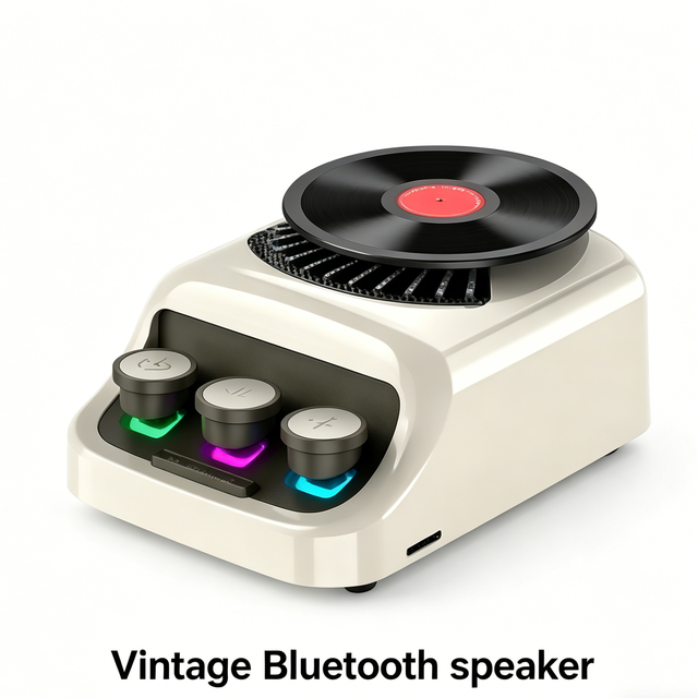 Nostalgic Retro CD Speaker, 10M Bluetooth Connection, Custom Logo Disc, White Noise Atmosphere Light