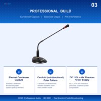 Microphone à condensateur filaire professionnel HKNC HG-D200 avec connecteur XLR, câble de données et alimentation fantôme 48V pour églises et salles de réunion
