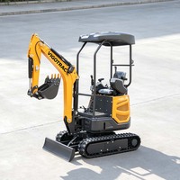 Mini-excavatrice de 1,6 tonne avec système entièrement hydraulique, micro-pelleuse sur chenilles robuste, force de creusement puissante pour vergers