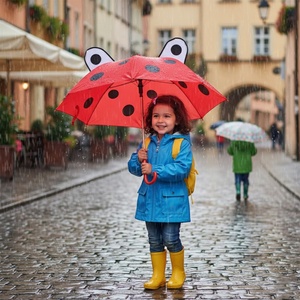 Factory Outlet Safe Materials Kids Straight <b>Umbrella</b> Custom Animal Shape Children's Gift Iron Tube Plastic Handle Back to School - Product Image 4