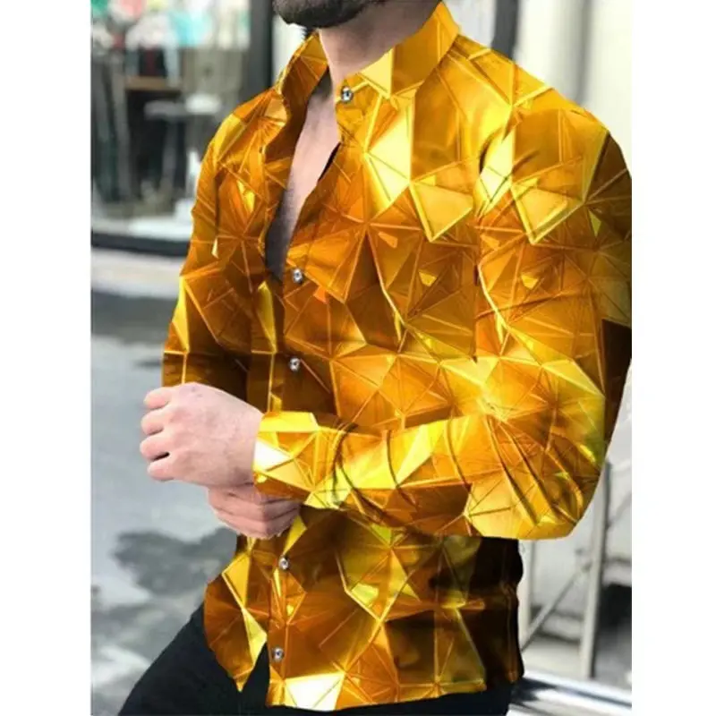 New Hot Selling Men's Printed Shirts Long Sleeves European and American Youth Shirts Casual Floral Men's Clothing