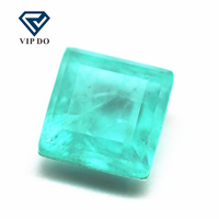 Pierres de fusion vert turquoise clair à coupe carrée de 6x6-10x10mm avec pierres d'inclusions gemmes de patchwork de tourmaline en cristal synthétique
