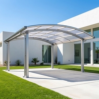 Abri de voiture en alliage d'aluminium durable avec panneau de toit en polycarbonate résistant aux UV, abri de stationnement extérieur pour la maison, abri de voiture, garage
