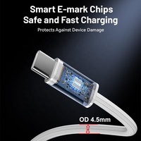 Câble de données USB Type-C vers USB Type-C tressé de qualité supérieure, 2 m (6,6 pi), 4,5 mm d'épaisseur, PD 240 W, 5 A, super rapide, pour Macbook Mobile