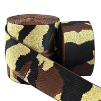 Ruban jacquard en spandex/nylon de 38 mm, fil doré et argenté, respectueux de l'environnement, pour vêtements, ceinture, sangle large de 3,8 cm, camouflage