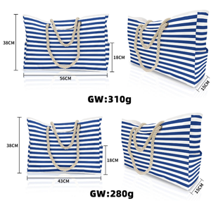 Bolsa de playa grande de lona de algodón ecológica, portátil, con logotipo personalizado, multiusos, para compras. - Product Image 2