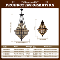 Lampe de mosquée sur mesure de grande taille, décoration intérieure, salle à manger, salon, cadre en fer, luminaire suspendu islamique à LED