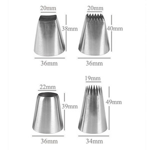 Factory direct sales: Extra <b>large</b> 304 stainless steel <b>square</b> and round cream nozzles, 4-piece <b>set</b> (18 teeth, 24 teeth), baking - Product Image 3