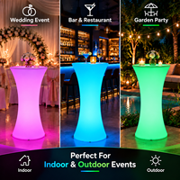 Table de cocktail LED RGB rechargeable COOLQING, table de bar lumineuse imperméable pour mariage, fête, événement en plein air, boîte de nuit, hôtel