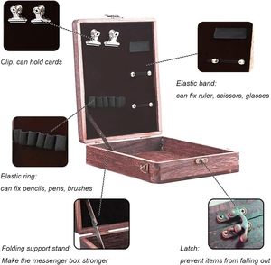 Boîte de messager Portable en bois artiste porte-outil croquis chevalet idéal pour les écrivains artistes comme cadeaux créatifs - Product Image 4