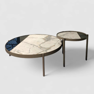 โต๊ะกาแฟทำจากหินโมเดิร์นเฟอร์นิเจอร์ห้องนั่งเล่นทำจากโลหะ - Product Image 1