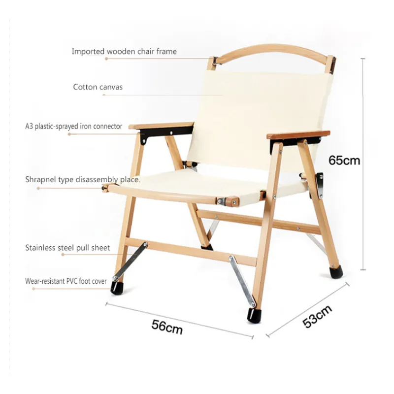 Hot Selling Folding Picnic Camping Chair Canvas Beech Wood Frame Beach Park Kitchen Living Room Hotel School Gym Japan Market