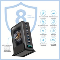 Chargeur de bureau GaN 380W 8 ports, station de charge rapide PD100W QC30W, adaptateur de chargeur multi USB Type C pour MacBook, téléphone, tablette