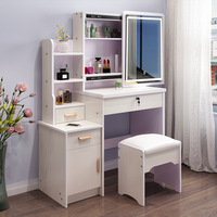 Commode de maquillage multifonctionnelle pour chambre à coucher au design simple et moderne Coiffeuse à tiroirs Grande table de toilette blanche avec tiroirs