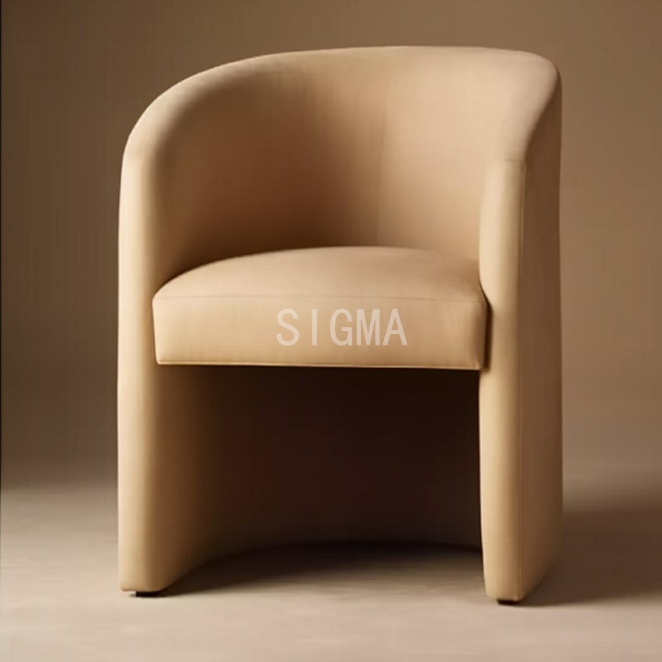 Hot Sale Leisure Armchair Modern Backrest White Fabric Wood Dining Chair