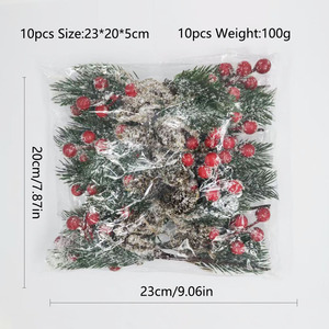 Decorazioni natalizie fatte a mano aghi di pino rami di frutta in plastica fiori secchi accessori per biglietti d'auguri decorazioni natalizie - Product Image 4