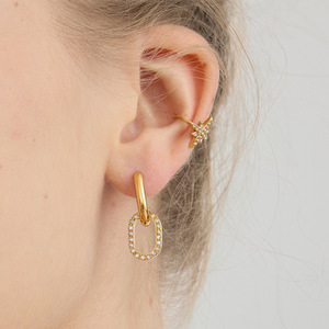 ต่างหูแบบหนีบรูปดาว โทนสีทอง ประดับเพชรซิร์คอน เครื่องประดับสำหรับงานปาร์ตี้สำหรับผู้หญิง - Product Image 3