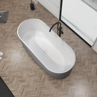 Baignoire autoportante ovale en pierre artificielle de luxe, finition mate blanche, surface solide, pour la rénovation de salle de bain moderne