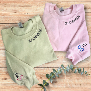 Números romanos Bordado 3D en el escote Sudadera de punto o Sudadera con capucha Insignia personalizada Regalos de San Valentín para él y para ella - Product Image 3