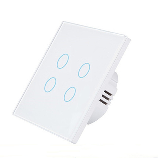 Tempered Glass Panel Touch Switch 4 Gang Multi Way by Rf 433 Wireless Remote Control Wifi Smart Touch Switch