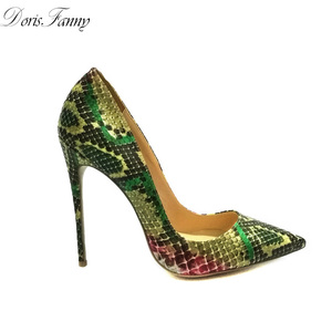 Zapatos de Tacón Alto Personalizados al por Mayor para Mujer, Zapatos de Tacón de Aguja con Estampado de Serpiente, Punta Puntiaguda, Transpirables y Elegantes para Verano - Product Image 4