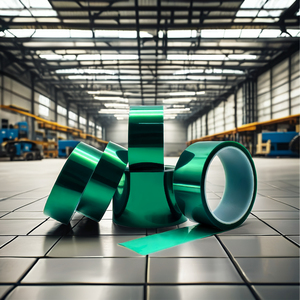 Cinta Adhesiva de Silicona de Doble Cara Resistente a Altas Temperaturas ALX PET Verde, Impresión Personalizada para Vidrio Laminado, Circuito PCB - Product Image 1
