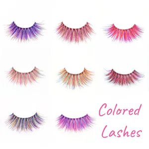 Clear band fluffy colored lashes 25 mm vegan friendly color mink lashes cruelty free colored lashes