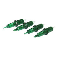 Aiguilles de tatouage pour eyeliner permanent PMU vert de haute qualité en gros, cartouches jetables avec design OEM, qualité médicale 304