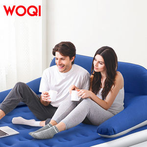 WOQIインフレータブルエアマットレスポータブルコンフォートフロックブローアップエアベッド、背もたれ付き、ゲスト/ホーム/キャンプ/旅行用ラウンジソファ - Product Image 4