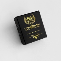Boîte personnalisée de luxe en vinyle noir avec estampage à chaud or, finition brillante UV, hologramme en relief, boîte cadeau pour crème pour le visage, matériaux recyclés