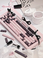 141 touches élégantes pour clavier mécanique, touches PBT mignonnes, gris français, rose, touches personnalisées