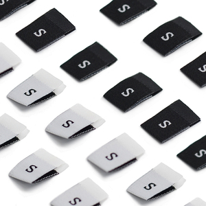 Custom <strong>Wholesale</strong> Garment <strong>Label</strong> Woven Tags <strong>Black</strong> Clothing t Shirt Number Apparel S M L XL Fabric Tag Sizes <strong>Labels</strong> Size Tag - Product Image 6