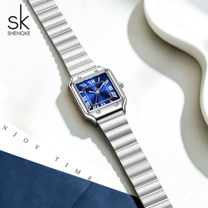 <span class=keywords><strong>Montre</strong></span> à quartz carrée vintage pour femme SK, logo personnalisé, cadran bleu, <span class=keywords><strong>bracelet</strong></span> en alliage d'<span class=keywords><strong>acier</strong></span> inoxydable et cuir, mode, OEM, vente en gros - Product Image 4