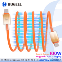 Câble magnétique Type-C 100W, câbles de données USB-C en silicone tressé 48 brins, kit de câbles de charge rapide PD240W portables pour téléphone, ordinateur portable, tablette