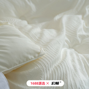 Type A Fiber Quilt Soybean Fiber Jacquard Warm Breathable Single Double Size Spring Autumn Winter All Season White - Product Image 4