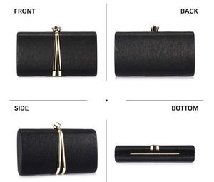 Bolso de mano de satén dorado de 6 pulgadas con patrón geométrico, transpirable, para noche, con borlas, cadena y cierre de broche, ideal para cenas, fiestas de graduación y eventos. - Product Image 2