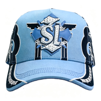Gorras de Béisbol OEM Personalizadas de 5 Paneles Baez X Shifu 3.0 Astrogengar Azul, Gorras Deportivas de Gamuza de Ala Ancha B CROSS Barbas Hats X Ct