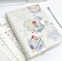 Rose Planet A5 Carnet de notes haute couleur épaissie en cuir détachable couverture rigide papillon Design pour les affaires ou l'école