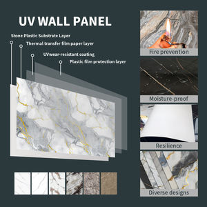 Panel de Pared Decorativo Dorado con Acabado UV, Panel de Vinilo de PVC con Grano de Mármol de Alto Brillo, Decoración de Interiores - Product Image 4