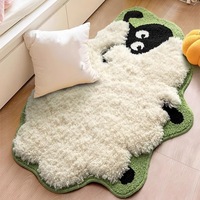 Tapis de luxe FIGOO en peluche douce, polyester, fait main, tufté, avec envers en latex antidérapant, facile à nettoyer, pour chambre et salon